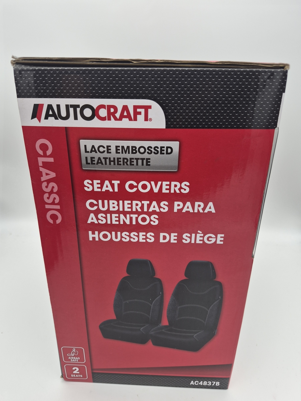 Classic Lace Embossed Black Leatherette Seat Covers - 2 Seats - Picture 3 of 6